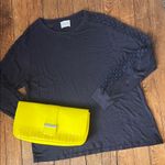 Wrap London Navy Women's long sleeve cotton linen top sheer sleeve size 14 Blue Photo 0