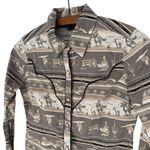 Rock & Roll Denim Western Patterned Rodeo Button Down Snap Long Sleeve Shirt XS Brown Photo 1