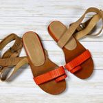 L.A.M.B. orange and taupe wrap around heel sandals Photo 3