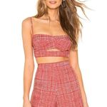 Agua Bendita Mariana Top Red White Plaid Crop Keyhole Detail Size Small Photo 0