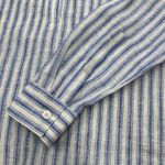 Ann Taylor 100% Linen Striped Blue Tunic Top Size Small Roll Tab Resort Beach Photo 5