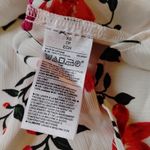 Old Navy  Size Xs White Pink Red Floral Blouse Top Sheer Frill Rouched Stretchy Photo 4