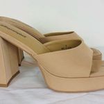 Jeffrey Campbell  Ninety square toe platform sandal in tan. Size 8 Photo 0