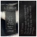 Soma Sweater Long Cardigan Button Front V-neck Black White Stripes Women’s Large Photo 10