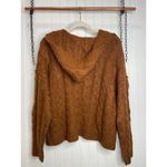 American Eagle NWT  Brown Cable Knit V-Neck Oversized Hooded Sweater Size S Photo 2