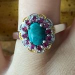 Chrysocolla Orissa Garnet Sterling Silver Ring Size 8 Photo 0