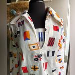 Vintage NOS Montgomery Ward Loomskill nautical flag blouse, size medium White Photo 2