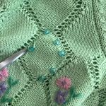 ZARA  Knit Crop Top Floral Embroidered Beaded Cottagecore Preppy Size Med Large Photo 6