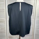 JUST FAB Pleated Sleeveless Blouse with Shoulder Pads Black-Large Photo 1