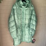 Free People coat Patricia poncho hoodie snap jacket sides NWT small green mist Photo 2
