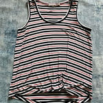 Christian Siriano Red White Very Dark Blue Striped Knot Front Tank Top Size M Red Size M Photo 0