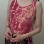 Pink Acid Wash Tie Dye Tank Top Fringe Photo 1