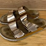 Birkenstock  Arizona Soft Footbed Sandals in Metallic Copper - Size 39 Photo 0