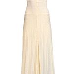 Ba&sh Aviva Crochet Maxi Dress Short Sleeve Summer Button Up Pointelle Cream Photo 7