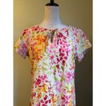 Liz Claiborne  Linen Floral Maxi Dress Short Sleeve 8 bobo whimsi fairy pink geen Photo 2