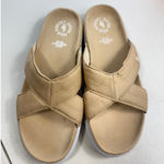 Ralph Lauren Polo  Women's Cross Strap Sandals Slides Beige Fabric Comfort 9 Photo 0