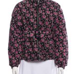 Tach Clothing Gadara Corduroy Floral Puffer Coat Black Pink Green AOP sz Medium Photo 4