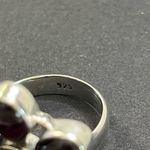 Sterling Silver 925 Garnet Gemstone Flower Ring Size 7.5 Red Photo 7