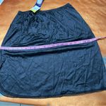 Vanity Fair Vintage  Black Satin Lace Trim slip size L 23” Made USA side slit Photo 10