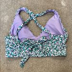 Athleta Green Purple Floral Print Crossback Swim Bikini Top Size S Photo 3