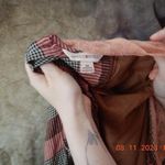 April Cornell Peach Plaid Babydoll Maxi Dress Size XS Photo 5