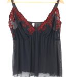 Cacique Black Babydoll Cami Top Whimsigoth Fairy Grunge Sheer Mesh Lingerie Size 22/24 Photo 0