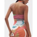 Anthropologie  Square-Neck Halter Midi Dress Size M Petite Pink Pattern Photo 4