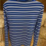 Talbots Therma Warmth Striped Turtleneck Shirt Medium Royal Blue White Pullover Photo 6