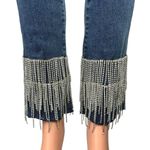 New Julianas Boutique Blue Denim High Rise Rhinestone Fringe Trim Skinny Jeans M Size M Photo 3