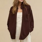 Aerie AMERICAN EAGLE AE Lumberjane Fleece Shirt Solid Dark Brown Oversized Tunic Photo 3