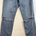 American Eagle  Sz 2 Mom Jeans Stretch High Rise Busted Knee Light Wash Denim Photo 3