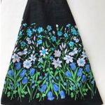 Silkland Linen Skirt Black Floral Lined A Line Size 6 Photo 3
