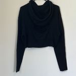 PINK - Victoria's Secret Victoria's Secret PINK Black Cropped Hoodie Open Back Logo with Flowers - Medium Photo 6