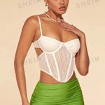 SheIn White Lace Crop Top Photo 0