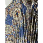 T Tahari ACCORDION PLEATED SKIRT Blue Paisley Maxi Midi Lined Sz Small NWT Photo 7