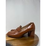 M Gemi Italian Leather Square Toe Block Heel Loafer Pumps Cognac Sz US 11 EU 42 Brown Photo 6