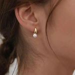 Gold And Pearl Small Hoops Photo 0
