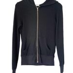 Wildfox  Solid Black Basic Tracksuit Full Zip Hoodie Loungewear XS Photo 4