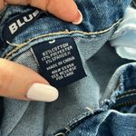 Women size small High waisted blue jeans short rushed waistband belt stretch Photo 4