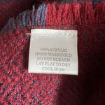 Boutique Womens Woven Knit Plaid Scarf Wrap with Fringe Blue Red Soft and Warm Photo 8