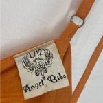 Angel Biba  mustard yellow crop top blue embroidered flower size Large woman’s Photo 4