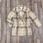 H&M  Neutral tan plaid pea coat Photo 1