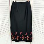 British Khaki  Beaded Floral Botton Twill Pencil‎ Maxi Skirt Black 10 Photo 7