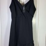 LULUs Black Mini Strappy Classic Ruffle Dress Size Large Stretch LBD Semi Formal Photo 0