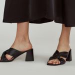 Everlane New  The‎ Day Twist Leather Heel in Black Size 9 Photo 0