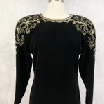 VTG 80s Le Crillon Womens Velvet Dress Size 8 Sequin Art Deco Glam Party Evening Black Photo 1