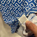 Cute vintage 90’s zig zag ocean blue waves cotton short sleeve top scoop neck Size L Photo 5