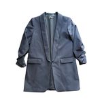 Gianni Bini Navy Blue Jemma Ruched 3/4 Sleeve Shawl Collar Twill Boyfriend Blaze Photo 6