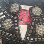 Kyra Kreations blouse sheer butterfly wing sleeves embellished Sz SM NWT sample Photo 4