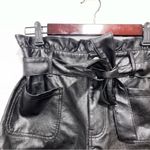 TGLA High Waist Faux Leather Shirts with Bow Belt Black Size M Photo 11